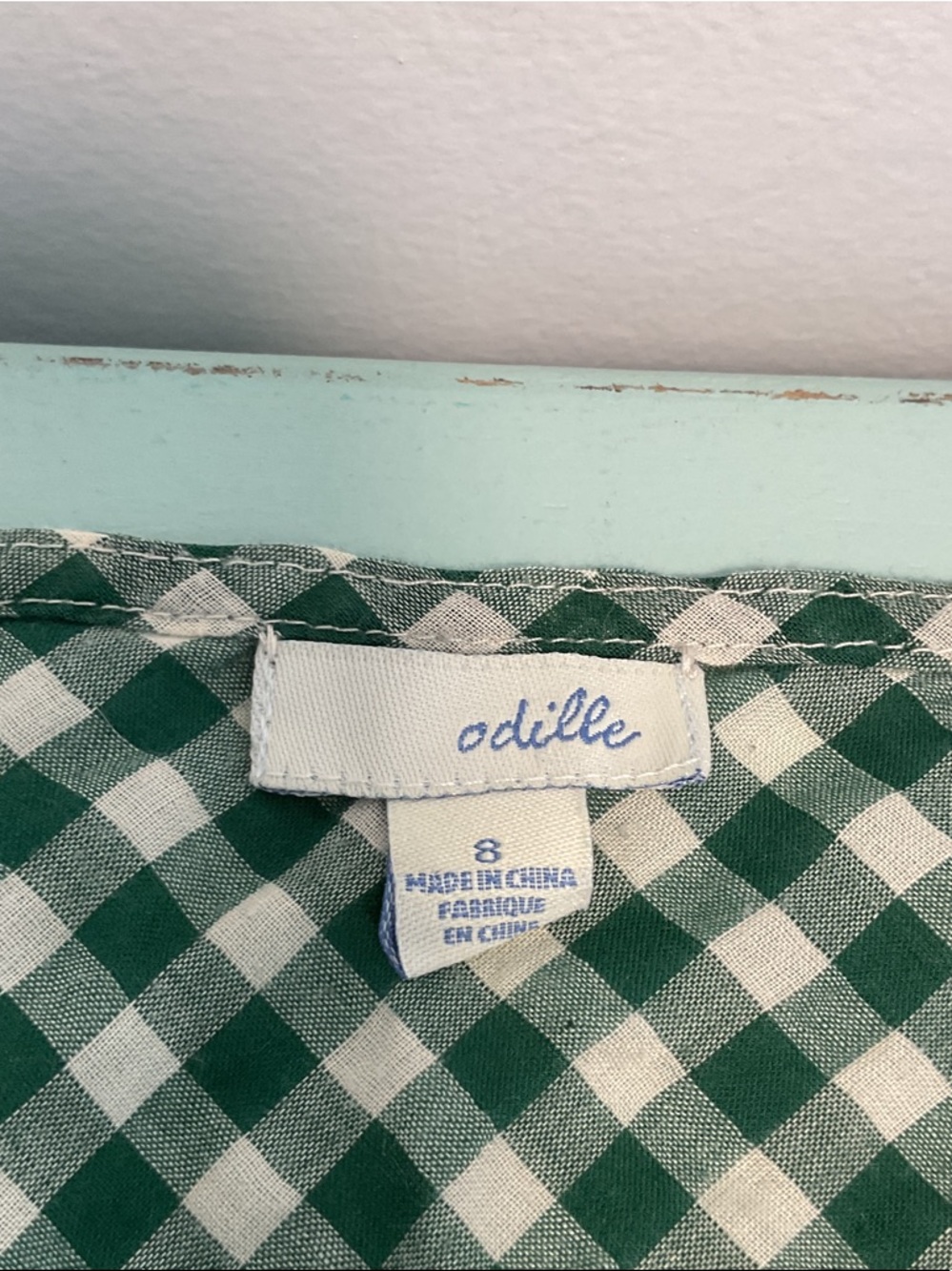 Odille Green and White Gingham Wrap Blouse - Picture 6 of 6